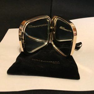 Dolce & Gabbana Purse/Travel Mirror Black and Gold Compact